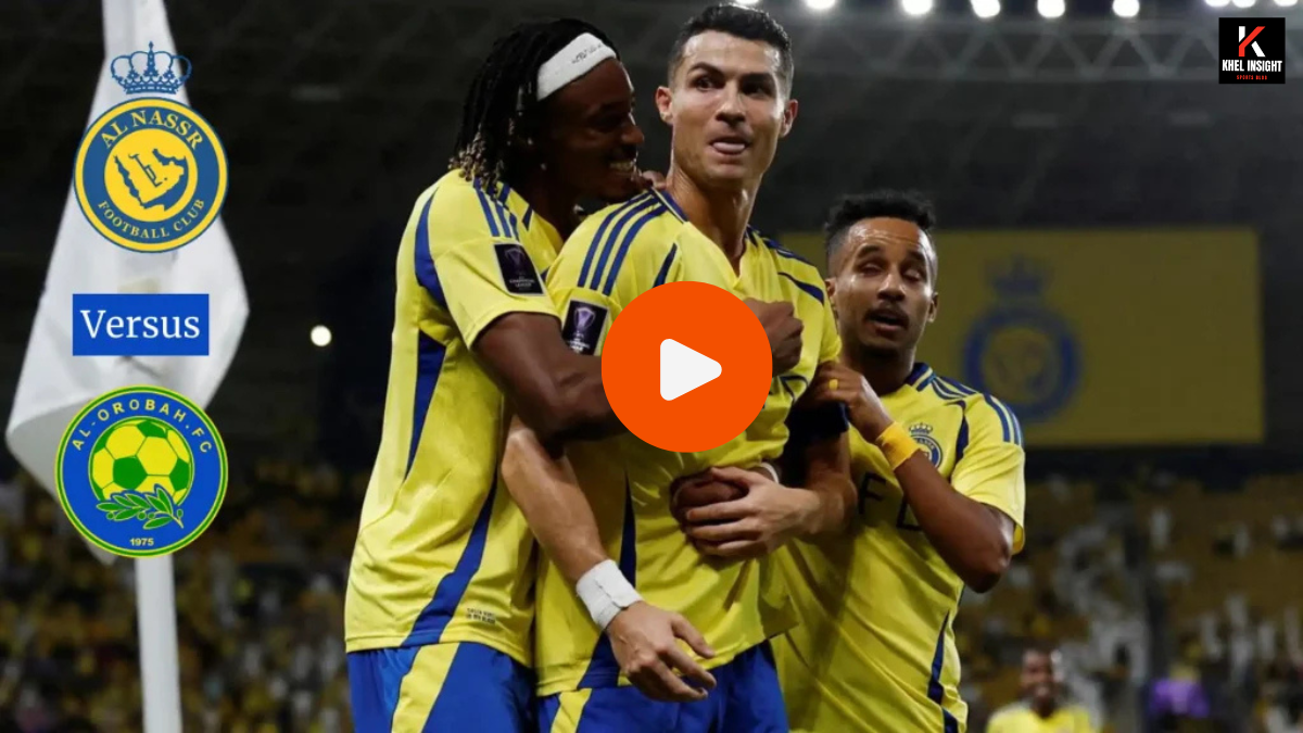 Al Orobah vs Al Nassr match preview with key player images and betting odds overlay