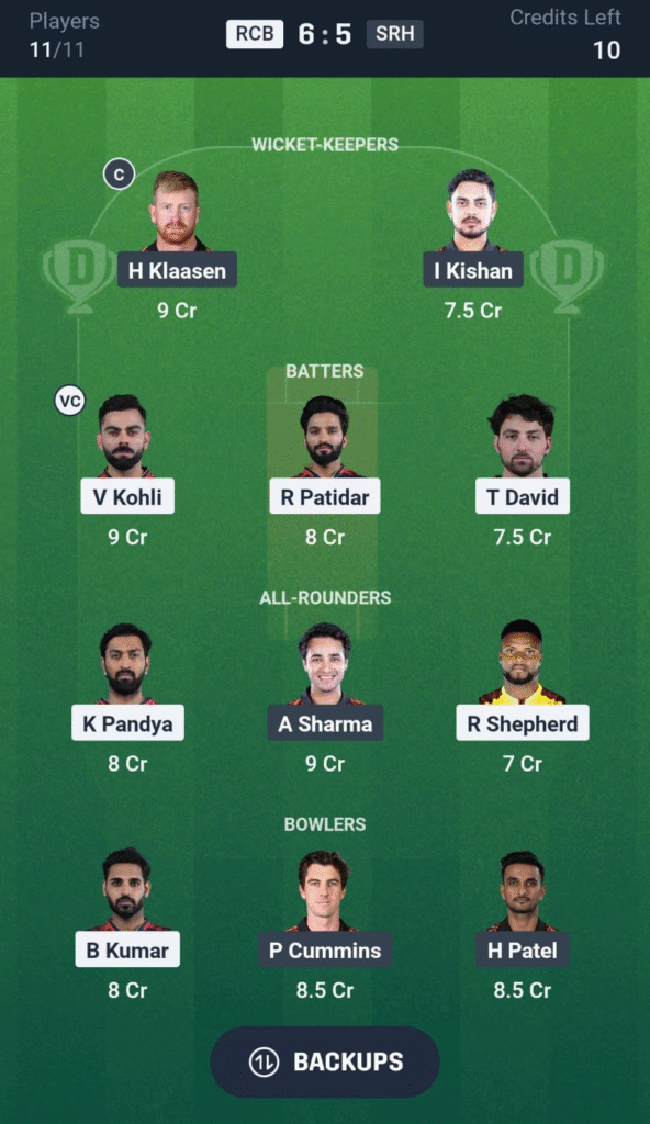 image-18-592x1024 RCB vs SRH Dream11 Prediction Today Match 65, IPL 2025: Fantasy Tips, Match Preview, Playing XI