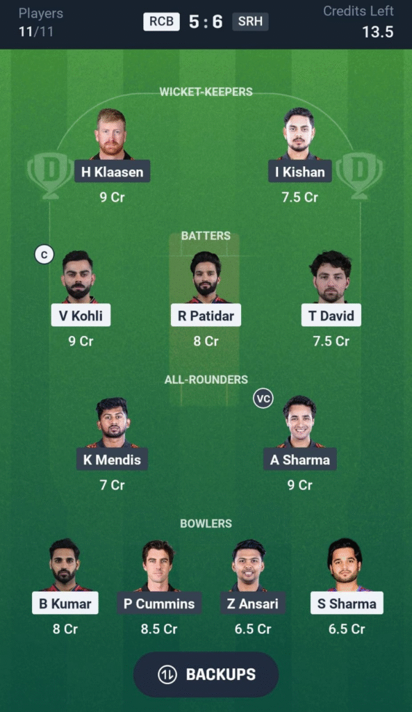 image-20-593x1024 RCB vs SRH Dream11 Prediction Today Match 65, IPL 2025: Fantasy Tips, Match Preview, Playing XI