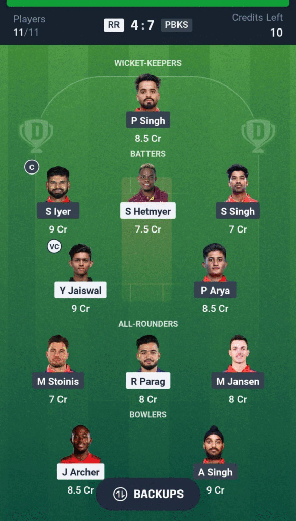 image-7-582x1024 RR vs PBKS Dream11 Prediction, Match 59, IPL 2025: Best Fantasy Picks, Playing XI, Pitch Report