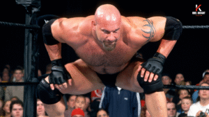 Bill Goldberg performing Spear finisher at WWE event, final match vs Gunther