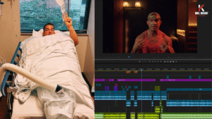 Chad Gable in hospital sling post-surgery filming The Renewal documentary