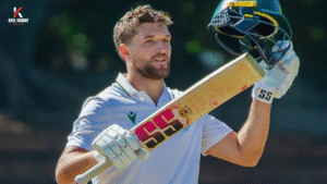 Wiaan Mulder celebrates after scoring historic unbeaten 367 vs Zimbabwe in Test cricket 2025