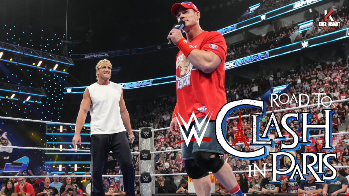 John Cena vs Logan Paul face-off graphic for WWE Clash in Paris 2025