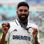 Mohammed Siraj celebrates after a wicket during the Anderson-Tendulkar Trophy Test series