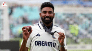 Mohammed Siraj celebrates after a wicket during the Anderson-Tendulkar Trophy Test series