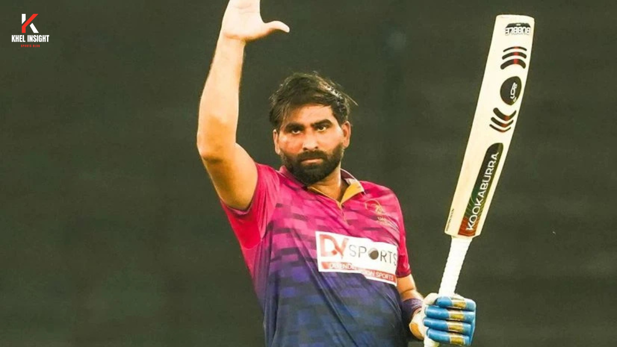 Muhammad Waseem UAE captain celebrating after breaking Rohit Sharma’s T20I sixes record